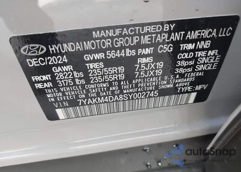 2025 Hyundai Ioniq 5 Se z USA, uszkodzony, nr VIN 7YAKM4DA8SY002745